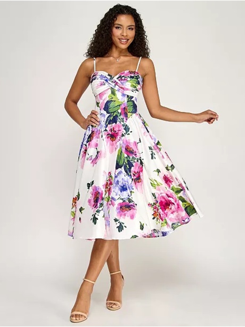 Katia Rae Juniors' Twist-Bodice Sweetheart Neck Midi Dress